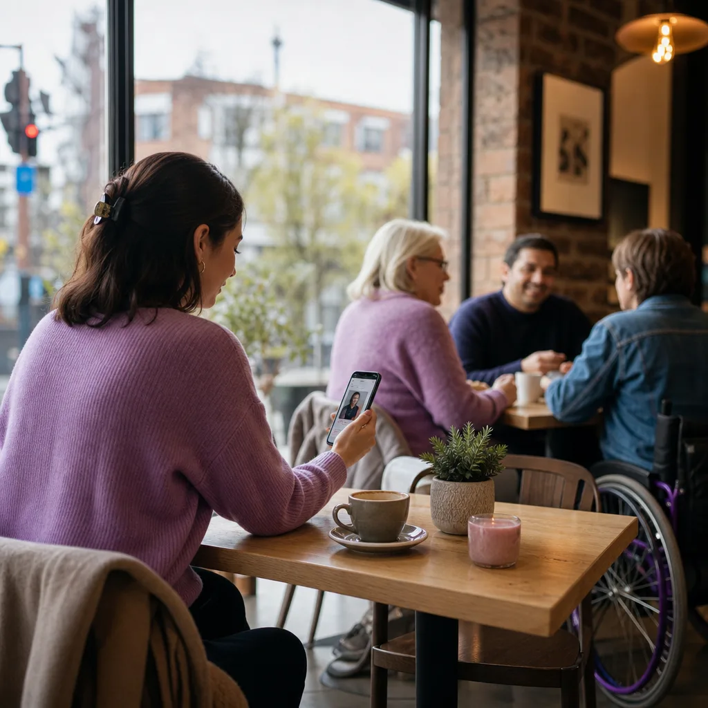 Busy café near public transport chosen for a first date in Strathclyde